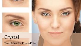  Presentation with green color - Presentation design enhanced with green coloured - picture of beautiful woman background and a coral colored foreground