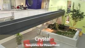  Presentation with green office - PPT layouts consisting of green company - interior of a office building background and a coral colored foreground