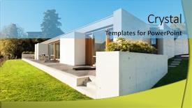  Presentation with cement - Cool new presentation theme with concrete building - beautiful modern house in cement backdrop and a light blue colored foreground