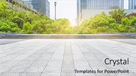  Presentation with front office - Cool new slides with garden city - empty pavement front of modern backdrop and a light gray colored foreground