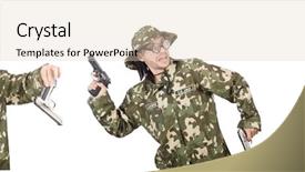  Presentation with photo collage for company behind the scen - Cool new PPT theme with green conflict - collage of funny soldier photos backdrop and a  colored foreground