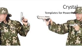  Presentation with collage - Slide set featuring green conflict - collage of funny soldier photos background and a  colored foreground