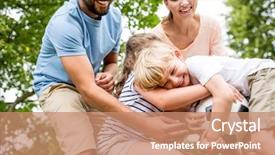  Presentation with soccer - Beautiful slides featuring green conflict - family with soccer ball argue backdrop and a coral colored foreground