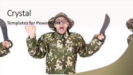  Presentation with frames isolated on white brown - Audience pleasing PPT theme consisting of green conflict - funny soldier isolated on white backdrop and a lemonade colored foreground