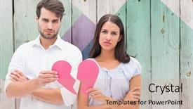  Presentation with broken heart - Slide deck consisting of green conflict - portrait of depressed couple holding background and a coral colored foreground