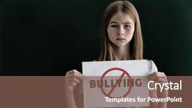  Presentation with sad girl - Theme enhanced with green conflict - sad teenage girl holding sign background and a violet colored foreground