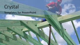  Presentation with nail - Amazing presentation theme having green construction - carpenter driving a nail backdrop and a teal colored foreground