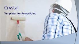  Presentation with anchor - Theme consisting of green construction - worker spends anchor roller background and a  colored foreground