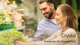  Presentation with consumerism - PPT theme with green consumer - shopping food sale consumerism background and a coral colored foreground