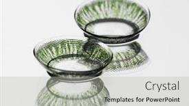  Presentation with light green - Presentation theme enhanced with green-contact-lenses-on-light background and a light gray colored foreground