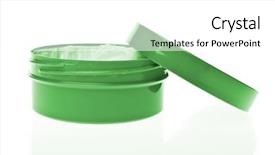  Presentation with white green - Presentation consisting of green container shot at low background and a white colored foreground