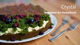  Presentation with forrest - Colorful presentation design enhanced with green-cream-cake-with-forrest backdrop and a coral colored foreground