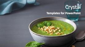  Presentation with cauliflower - PPT layouts enhanced with green creamy cauliflower spinach soup background and a dark gray colored foreground