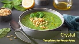  Presentation with cauliflower - PPT theme consisting of green creamy cauliflower spinach soup background and a tawny brown colored foreground