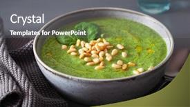  Presentation with green and purple mardi gras - Colorful PPT theme enhanced with green creamy cauliflower spinach soup backdrop and a gray colored foreground