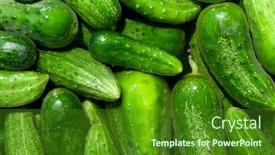  Presentation with cucumbers - Beautiful PPT theme featuring green-cucumbers-background-food-many backdrop and a forest green colored foreground