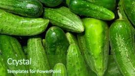  Presentation with cucumbers - Slide set featuring green cucumbers background background and a forest green colored foreground
