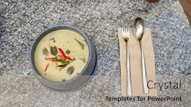  Presentation with chicken curry - Slide set having green-curry-chicken-served background and a mint green colored foreground