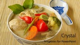  Presentation with chicken curry - Presentation theme having green curry chicken background and a gold colored foreground