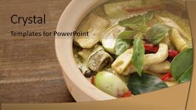  Presentation with thai food - Audience pleasing slides consisting of green curry thai cuisine backdrop and a coral colored foreground
