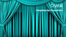  Presentation with theater stage - PPT theme with green curtain - beautiful teal indoor theater stage background and a ocean colored foreground