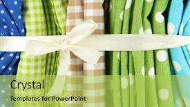  Presentation with fabrics - Theme having green curtain - color mottled fabrics close-up background background and a yellow colored foreground