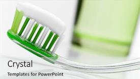  Presentation with equipment - Beautiful PPT theme featuring green dentist - dental care equipment on white backdrop and a white colored foreground