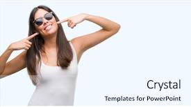  Presentation with health - Slides enhanced with green dentist - young beautiful hispanic wearing sunglasses background and a  colored foreground