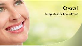  Presentation with beautiful black women smiling - Audience pleasing slide deck consisting of green dentistry - beautiful woman smile backdrop and a  colored foreground