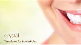  Presentation with elderly - Presentation consisting of green dentistry - elderly woman smile background and a cream colored foreground