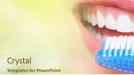  Presentation with human archaeological teeth - Presentation design having green dentistry - teeth with toothbrush background and a cream colored foreground