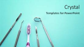  Presentation with dentistry - Slide set consisting of green dentistry - toothbrush and dental instruments background and a arctic colored foreground