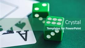  Presentation with bridge playing cards - PPT theme enhanced with green-dice-and-playing-cards background and a ocean colored foreground