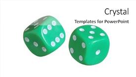  Presentation with white and green - Slides enhanced with green dices on white background background and a  colored foreground