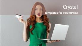  Presentation with grey computer email - Audience pleasing slide deck consisting of green dress standing over grey backdrop and a coral colored foreground