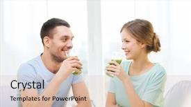  Presentation with home economics about food - Presentation design enhanced with green drinks - food home couple and happiness background and a lemonade colored foreground