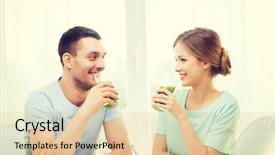  Presentation with home economics about food - PPT layouts enhanced with green drinks - food home couple and happiness background and a lemonade colored foreground