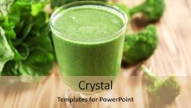  Presentation with smoothie - Cool new PPT theme with green drinks - glass of fresh vegetable smoothie backdrop and a  colored foreground