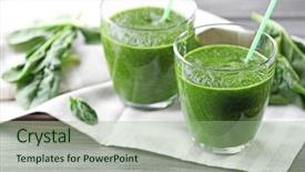  Presentation with table napkin - Beautiful PPT layouts featuring green drinks - glasses of spinach juice backdrop and a  colored foreground