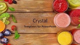  Presentation with juice - Presentation theme having green drinks - glasses of tasty fresh juice background and a coral colored foreground