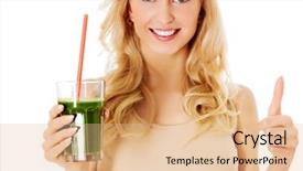  Presentation with young grey maine coon cat - Audience pleasing theme consisting of green drinks - young woman drinking green cocktail backdrop and a coral colored foreground