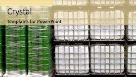  Presentation with white green - Audience pleasing presentation theme consisting of green drums and white container backdrop and a blonde colored foreground