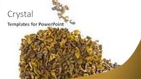  Presentation with green tea - Colorful slides enhanced with green dry tea cup shape isolated on white backdrop and a white colored foreground