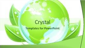  Presentation with green globe - PPT theme with green earth globe with plant background and a mint green colored foreground