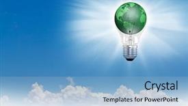  Presentation with earth atmosphere - Beautiful presentation theme featuring green earth in bulb backdrop and a light blue colored foreground
