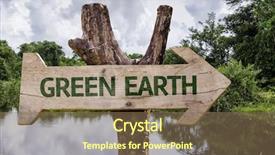  Presentation with earth atmosphere - Amazing presentation theme having green earth wooden sign backdrop and a  colored foreground