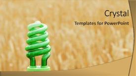  Presentation with red gold green field - Presentation theme featuring green eco bulb over field background and a  colored foreground