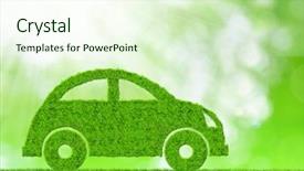  Presentation with eco green car - Amazing presentation having green eco car - concept backdrop and a soft green colored foreground