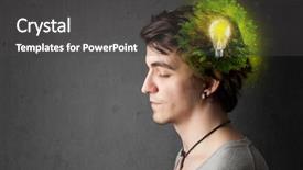  Presentation with green energy - Colorful theme enhanced with green eco energy with lightbulb backdrop and a dark gray colored foreground