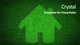  Presentation with green real estate - Presentation theme featuring green eco friendly house real background and a forest green colored foreground